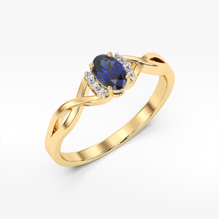 Pierścionek z żółtego złota z szafirem - próba 585 0,752CT PV-073AS
