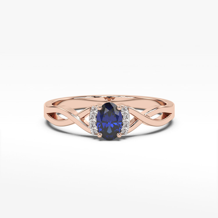 Pierścionek z różowego złota z szafirem - próba 585 0,752CT PV-073CS