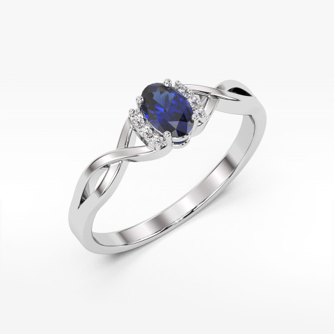 Pierścionek z białego złota z szafirem - próba 585 0,752CT PV-073BS
