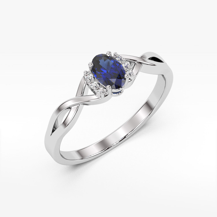 Pierścionek z białego złota z szafirem - próba 585 0,752CT PV-073BS