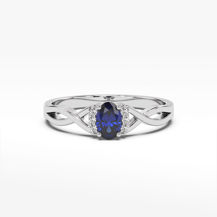 Pierścionek z białego złota z szafirem - próba 585 0,752CT PV-073BS
