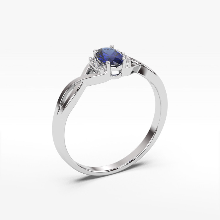 Pierścionek z białego złota z szafirem - próba 585 0,752CT PV-073BS