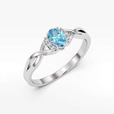 Pierścionek z białego złota z topazem Swiss - próba 585 0,552CT PV-073BT