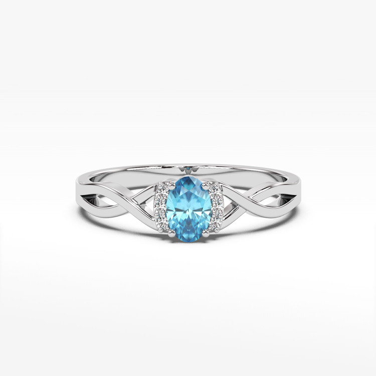 Pierścionek z białego złota z topazem Swiss - próba 585 0,552CT PV-073BT
