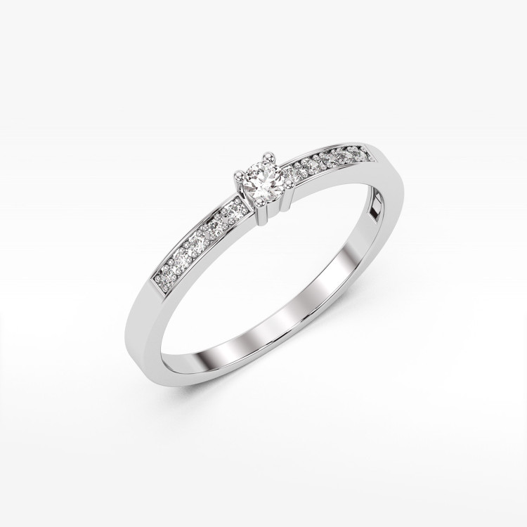 Pierścionek z białego złota z diamentami  - próba 585 0,13CT PV-075B