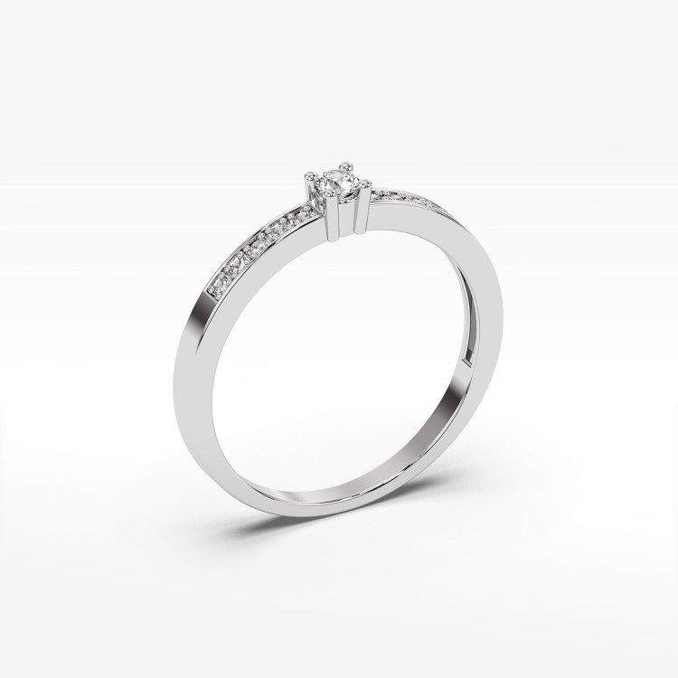 Pierścionek z białego złota z diamentami  - próba 585 0,13CT PV-075B