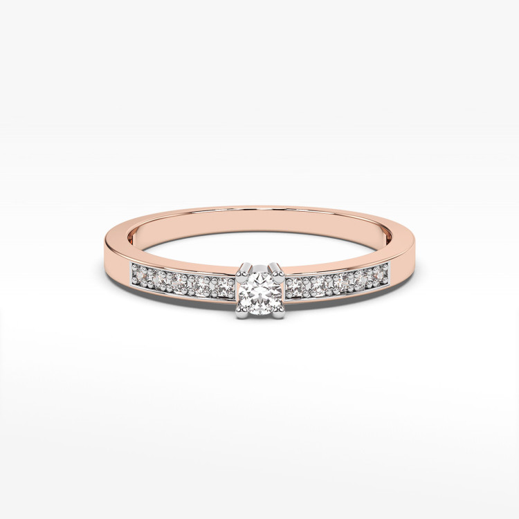 Pierścionek z różowego złota z diamentami  - próba 585 0,13CT PV-075R