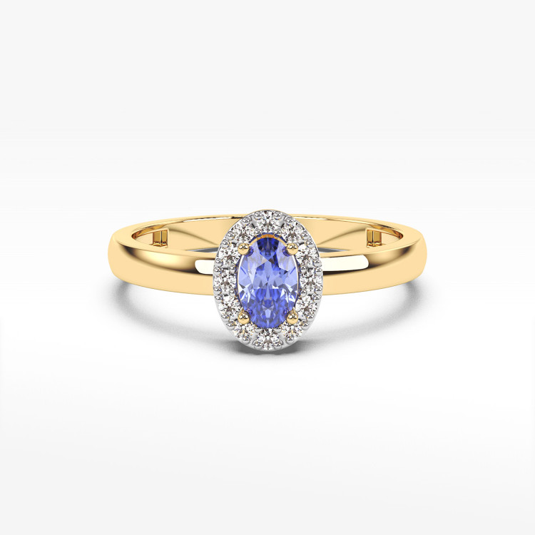 Pierścionek z żółtego złota z tanzanitem - próba 585 0,48CT PV-109ATAN