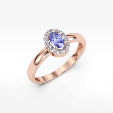 Pierścionek z różowego złota z tanzanitem - próba 585 0,48CT PV-109CTAN