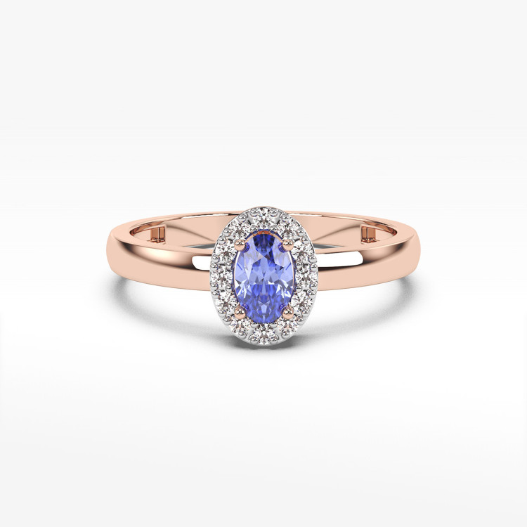 Pierścionek z różowego złota z tanzanitem - próba 585 0,48CT PV-109CTAN