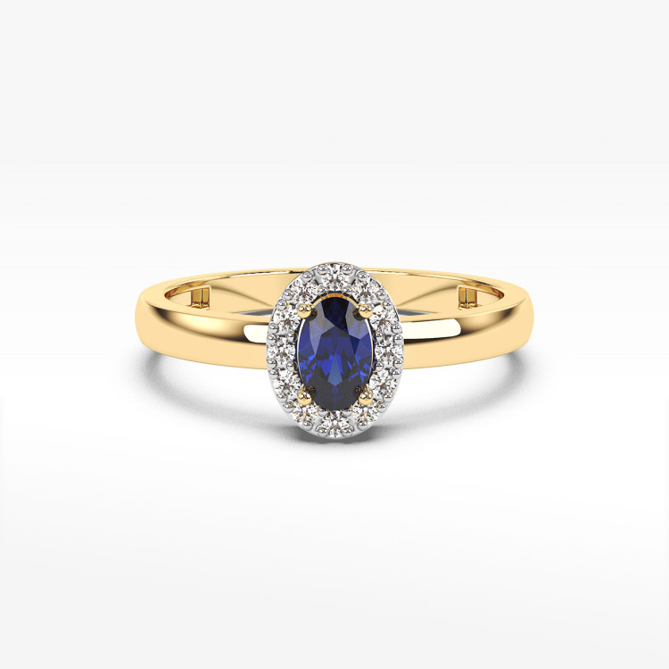 Pierścionek z żółtego złota z szafirem - próba 585 0,78CT PV-109AS