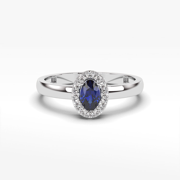 Pierścionek z białego złota z szafirem - próba 585 0,78CT PV-109BS