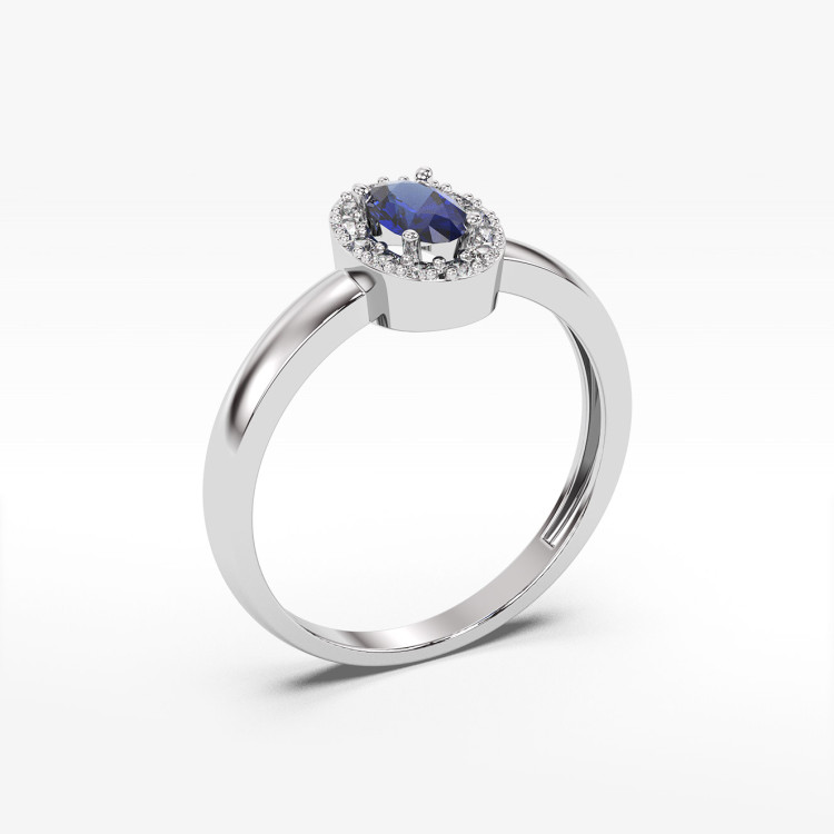 Pierścionek z białego złota z szafirem - próba 585 0,78CT PV-109BS