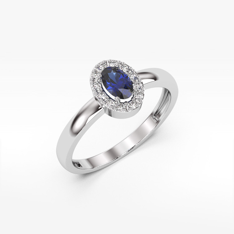 Pierścionek z białego złota z szafirem - próba 585 0,78CT PV-109BS