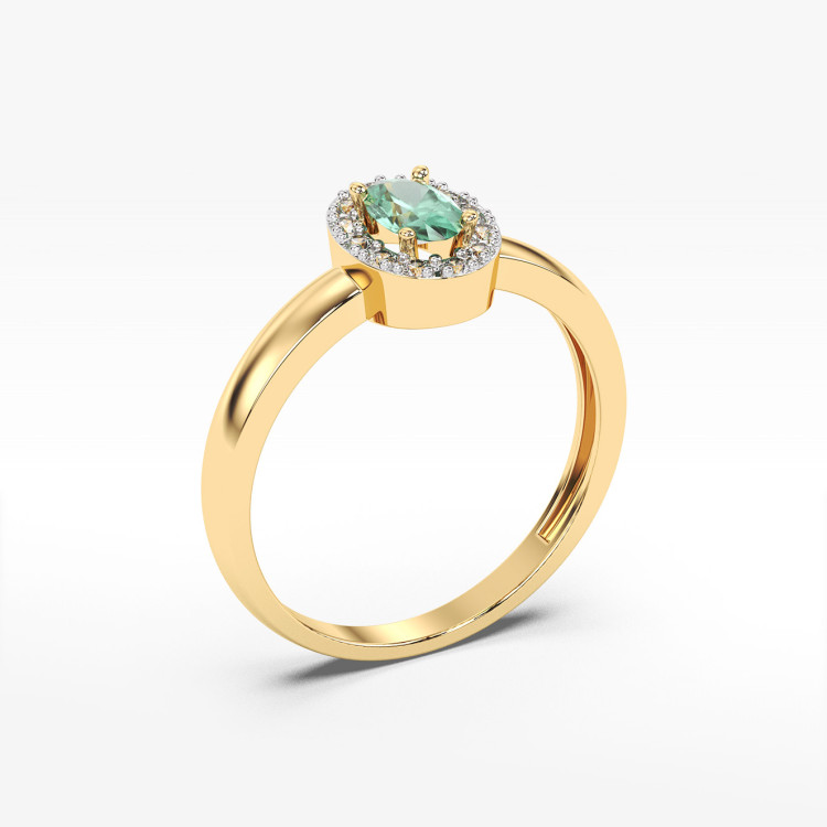 Pierścionek z żółtego złota ze szmaragdem - próba 585 0,48CT PV-109ASZ