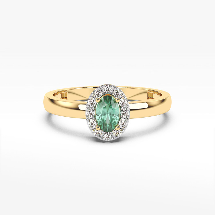 Pierścionek z żółtego złota ze szmaragdem - próba 585 0,48CT PV-109ASZ