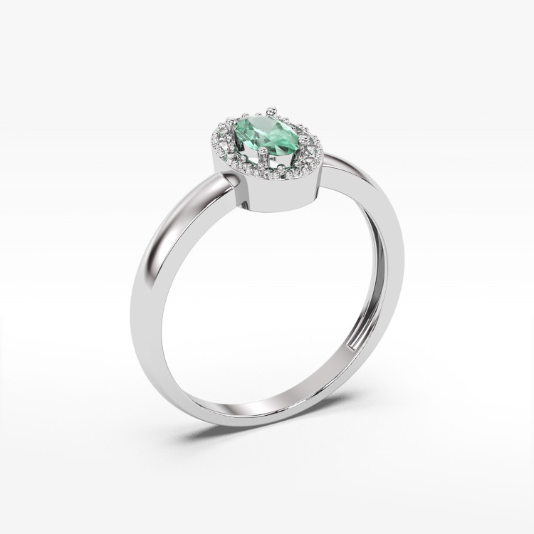 Pierścionek z białego złota ze szmaragdem - próba 585 0,48CT PV-109BSZ