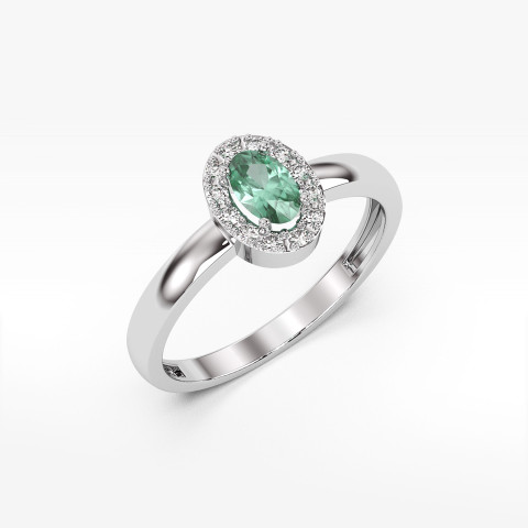Pierścionek z białego złota ze szmaragdem - próba 585 0,48CT PV-109BSZ