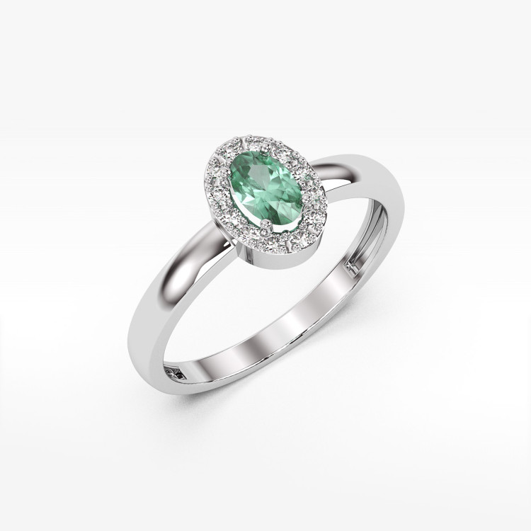 Pierścionek z białego złota ze szmaragdem - próba 585 0,48CT PV-109BSZ