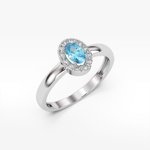 Pierścionek z białego złota z topazem Swiss - próba 585 0,58CT PV-109BT