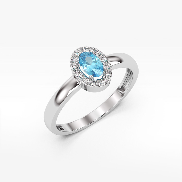 Pierścionek z białego złota z topazem Swiss - próba 585 0,58CT PV-109BT