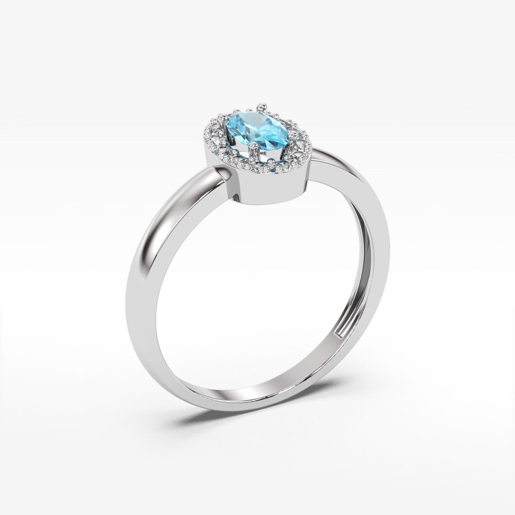 Pierścionek z białego złota z topazem Swiss - próba 585 0,58CT PV-109BT