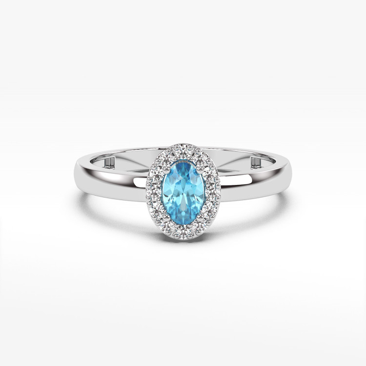 Pierścionek z białego złota z topazem Swiss - próba 585 0,58CT PV-109BT