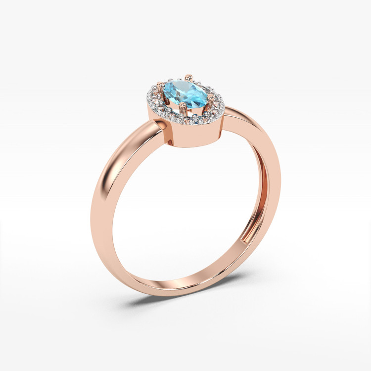 Pierścionek z różowego złota z topazem Swiss - próba 585 0,58CT PV-109CT