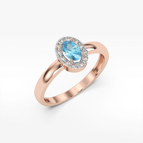 Pierścionek z różowego złota z topazem Swiss - próba 585 0,58CT PV-109CT