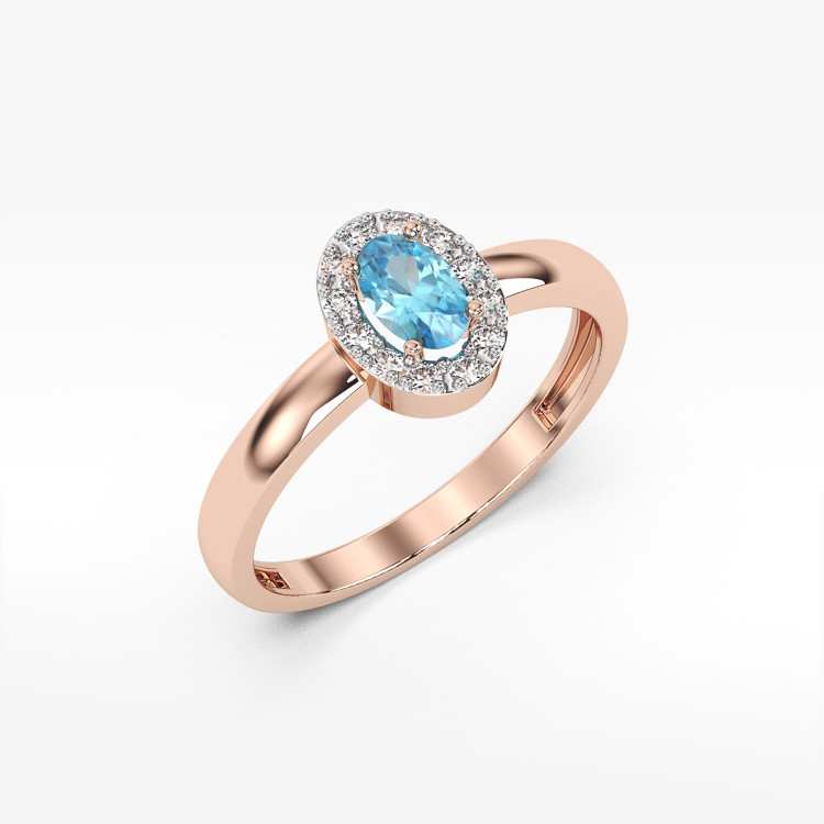 Pierścionek z różowego złota z topazem Swiss - próba 585 0,58CT PV-109CT