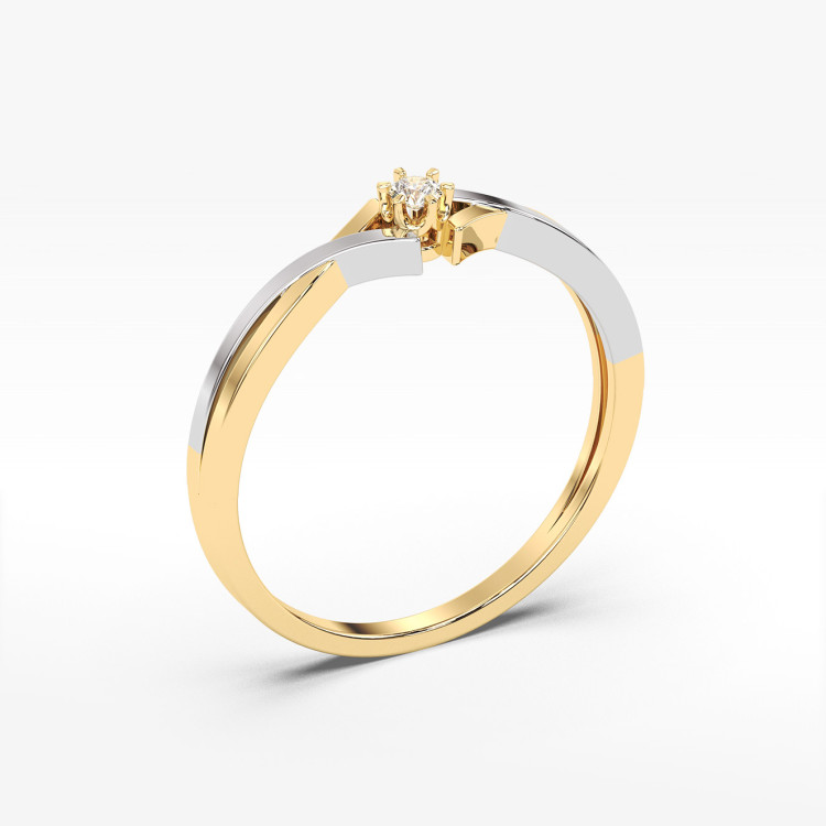 Pierścionek z żółtego złota z diamentem - próba 585 0,04CT PV-123A