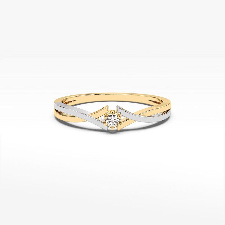 Pierścionek z żółtego złota z diamentem - próba 585 0,04CT PV-123A