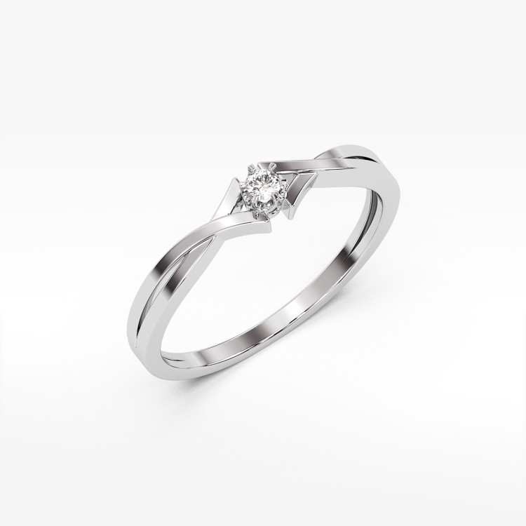 Pierścionek z białego złota z diamentem - próba 585 0,04CT PV-123B