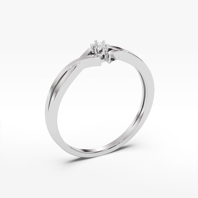 Pierścionek z białego złota z diamentem - próba 585 0,04CT PV-123B