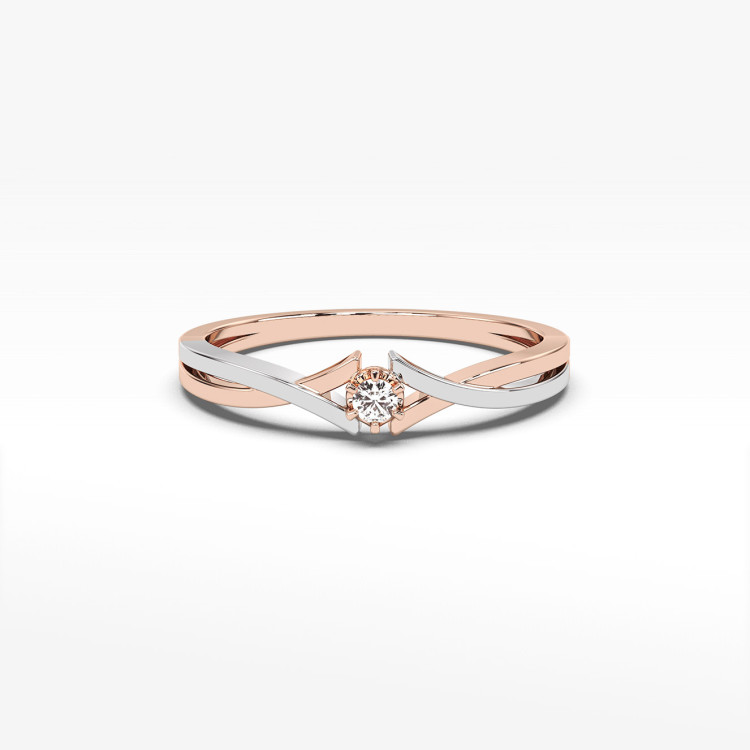 Pierścionek z różowego złota z diamentem - próba 585 0,04CT PV-123C