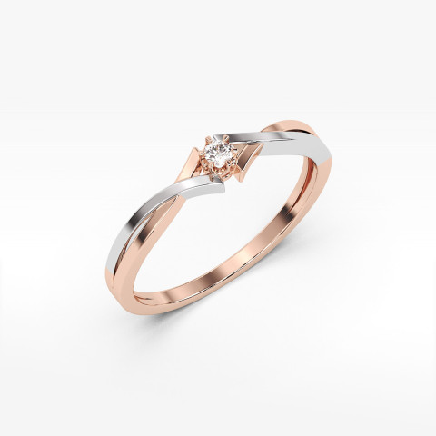 Pierścionek z różowego złota z diamentem - próba 585 0,04CT PV-123C