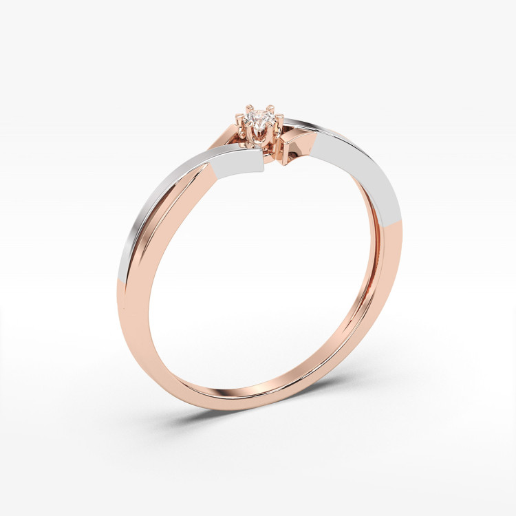Pierścionek z różowego złota z diamentem - próba 585 0,04CT PV-123C