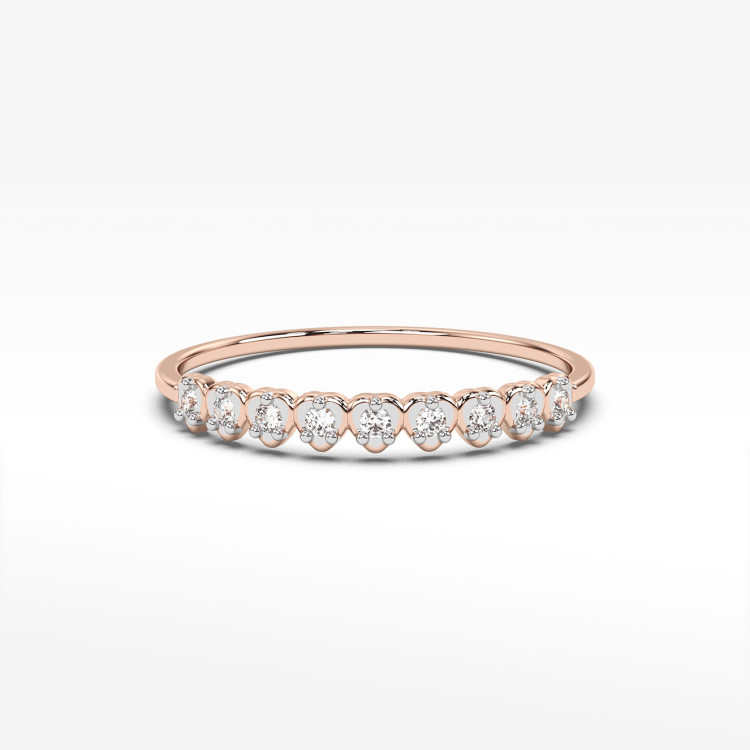 Pierścionek z różowego złota z diamentami  - próba 585 0,05CT PV-144C