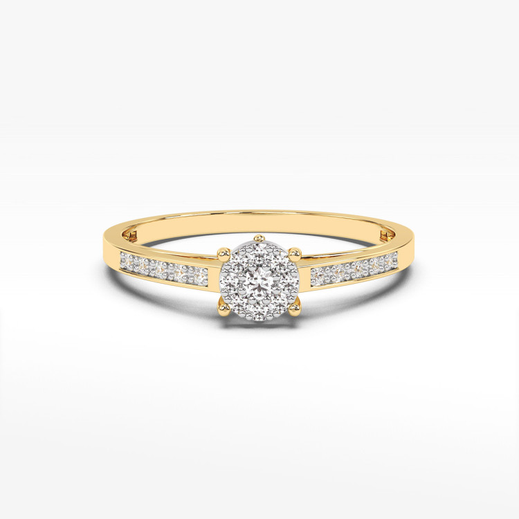 Pierścionek z żółtego złota z diamentami  - próba 585 0,12CT PV-157A