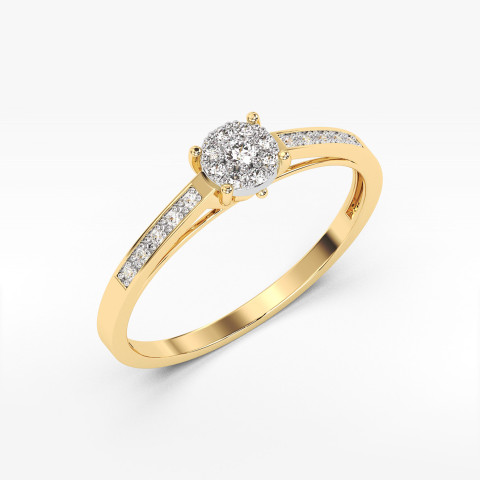 Pierścionek z żółtego złota z diamentami  - próba 585 0,12CT PV-157A