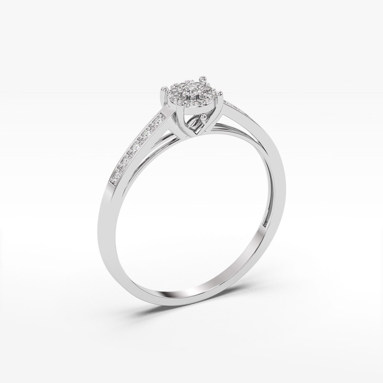 Pierścionek z białego złota z diamentami  - próba 585 0,12CT PV-157B