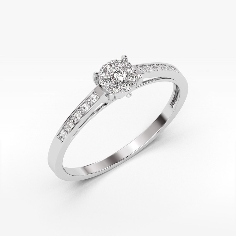 Pierścionek z białego złota z diamentami  - próba 585 0,12CT PV-157B