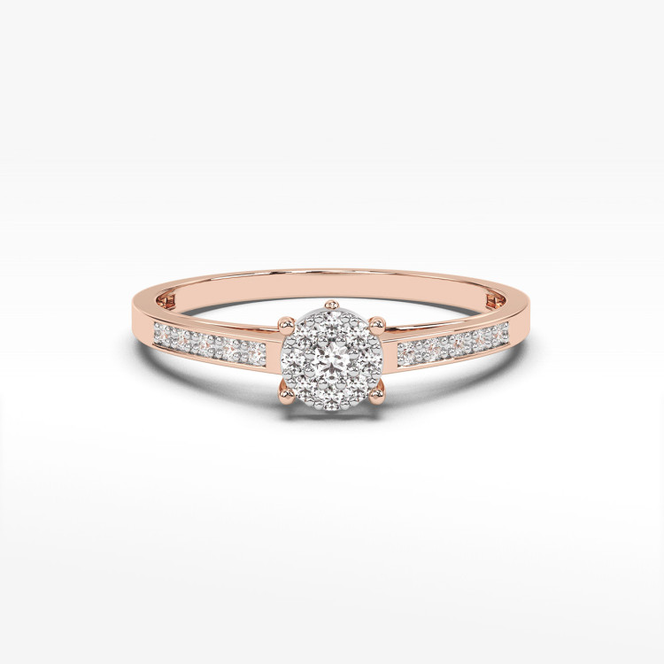 Pierścionek z różowego złota z diamentami  - próba 585 0,12CT PV-157C