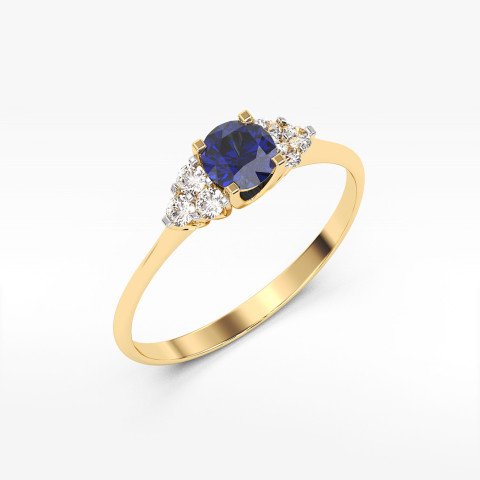 Pierścionek z żółtego złota z szafirem - próba 585 0,68CT PV-181AS