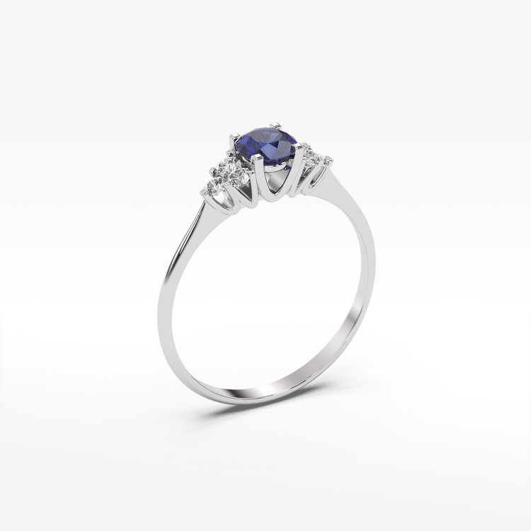 Pierścionek z białego złota z szafirem - próba 585 0,68CT PV-181BS