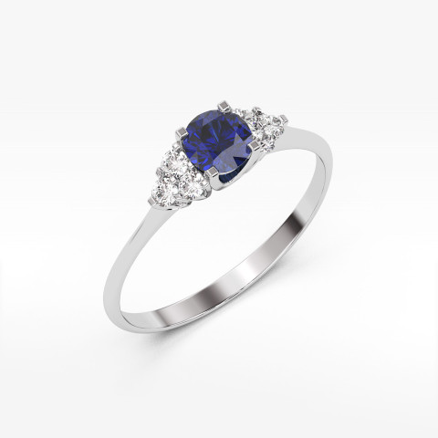 Pierścionek z białego złota z szafirem - próba 585 0,68CT PV-181BS