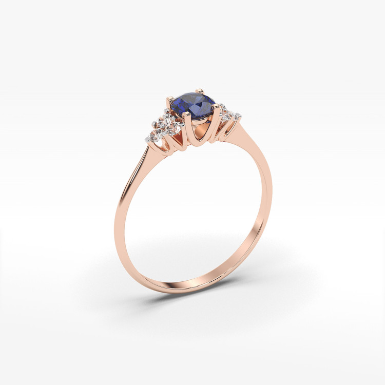 Pierścionek z różowego złota z szafirem - próba 585 0,68CT PV-181CS