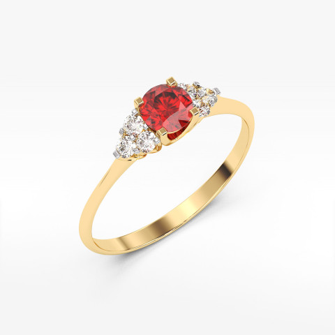 Pierścionek z żółtego złota z rubinem - próba 585 0,78CT PV-181AR