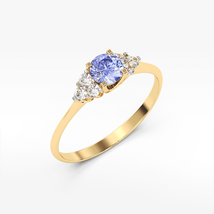Pierścionek z żółtego złota z tanzanitem - próba 585 0,68CT PV-181ATAN