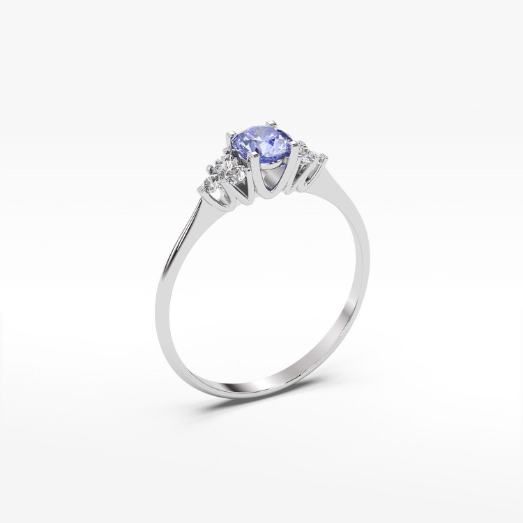 Pierścionek z białego złota z tanzanitem - próba 585 0,68CT PV-181BTAN